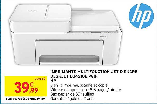 IMPRIMANTE MULTIFONCTION JET D'ENCRE DESKJET DJ4210E - WIFI HP