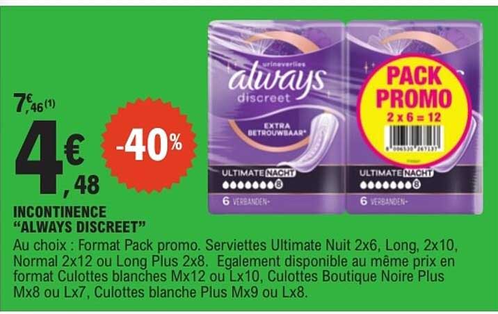 INCONTINENCE "ALWAYS DISCREET"