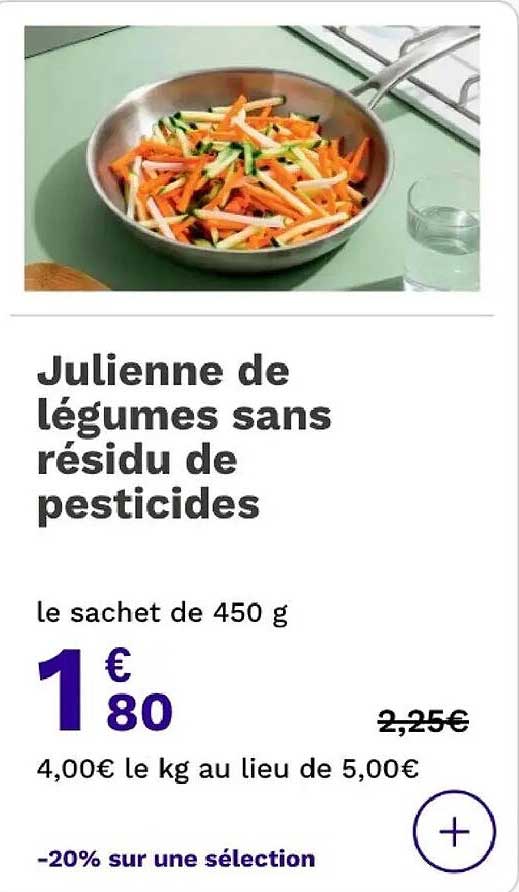 Julienne de légumes sans résidu de pesticides