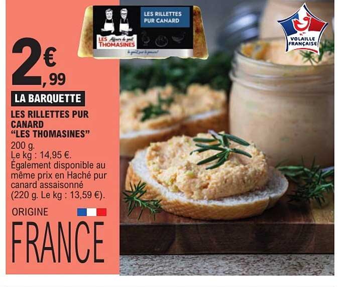 LA BARQUETTE LES RILLETTES PUR CANARD “LES THOMASINES”