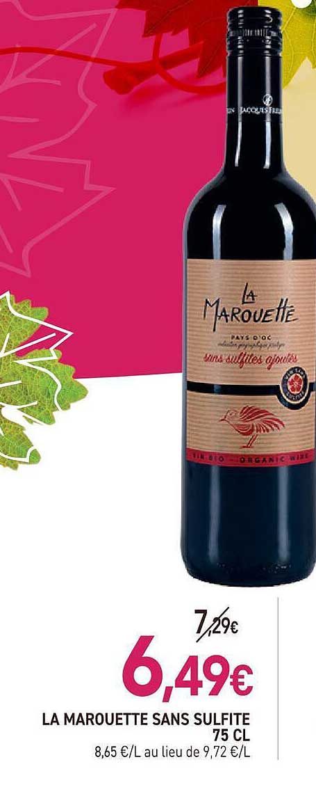 LA MAROUETTE SANS SULFITE 75 CL
