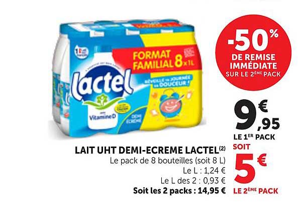 LAIT UHT DEMI-ECREME LACTEL(2)