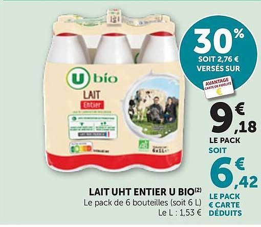 LAIT UHT ENTIER U BIO