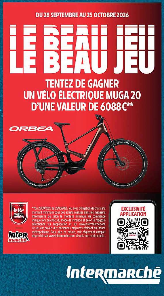 LE BEAU JEU LE BEAU JEU TENTEZ DE GAGNER UN VÉLO ÉLECTRIQUE MUGA 20 D’UNE VALEUR DE 6088€**
