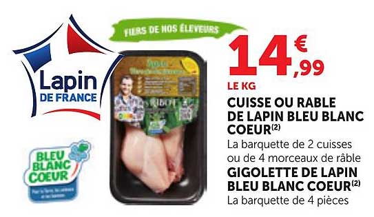 LE KG CUISSE OU RABLE DE LAPIN BLEU BLANC COEUR