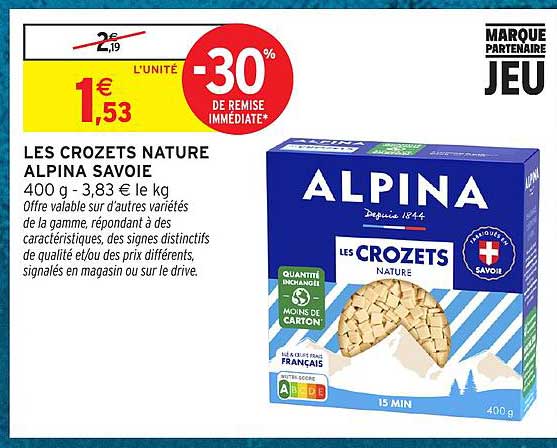 LES CROZETS NATURE ALPINA SAVOIE 400 g - 3,83 € le kg