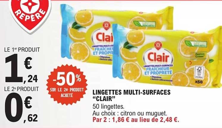 LINGETTES MULTI-SURFACES “CLAIR”
