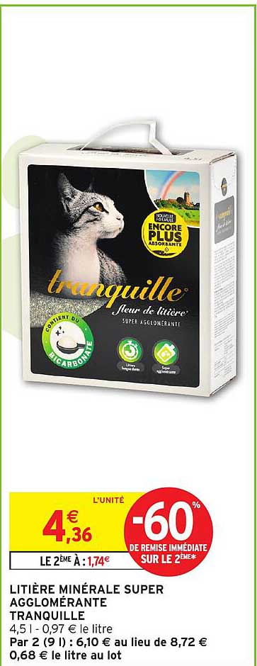LITIÈRE MINÉRALE SUPER AGGLOMÉRANTE TRANQUILLE