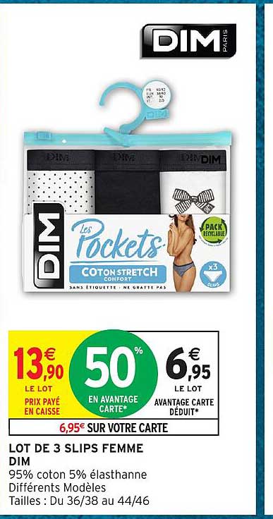 LOT DE 3 SLIPS FEMME DIM