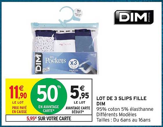 LOT DE 3 SLIPS FILLE DIM