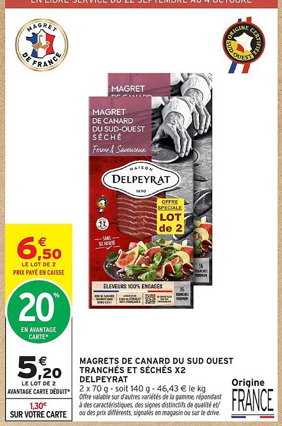 MAGRETS DE CANARD DU SUD OUEST TRANCHÉS ET SÉCHÉS X2 DELPEYRAT