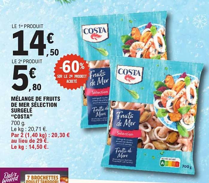 MÉLANGE DE FRUITS DE MER SÉLECTION SURGELÉ "COSTA"