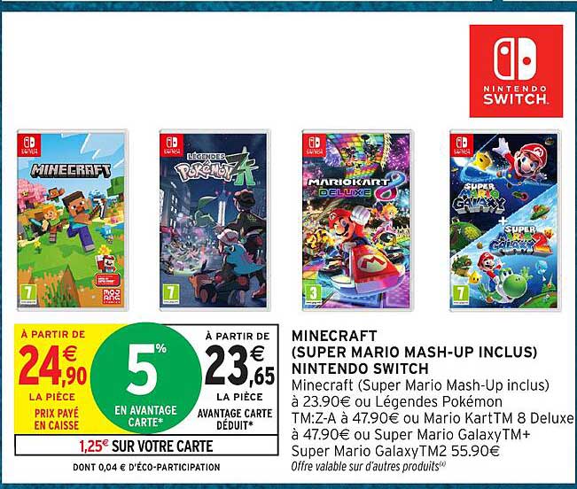 MINECRAFT (SUPER MARIO MASH-UP INCLUS) NINTENDO SWITCH
