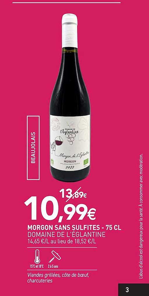 MORGON SANS SULFITES - 75 CL DOMAINE DE L'ÉGLANTINE