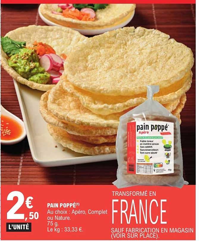 PAIN POPPÉ(1) Au choix : Apéro, Complet ou Nature. 75 g
