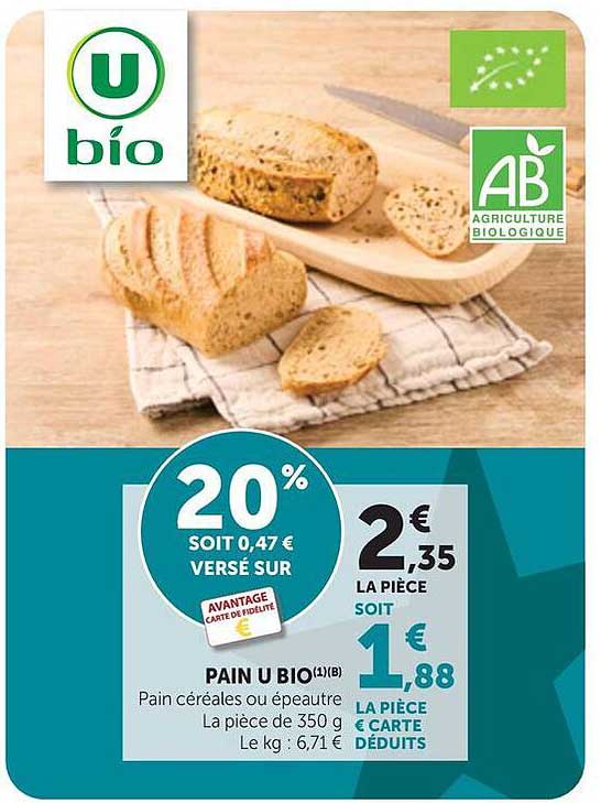 PAIN U BIO(1)(B) Pain céréales ou épeautre
