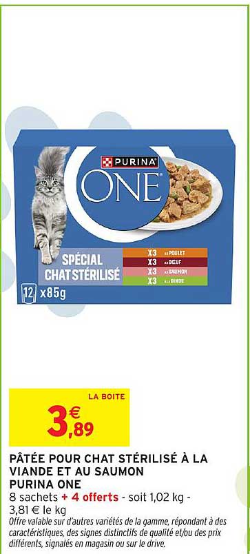 PÂTÉE POUR CHAT STÉRILISÉ À LA VIANDE ET AU SAUMON PURINA ONE