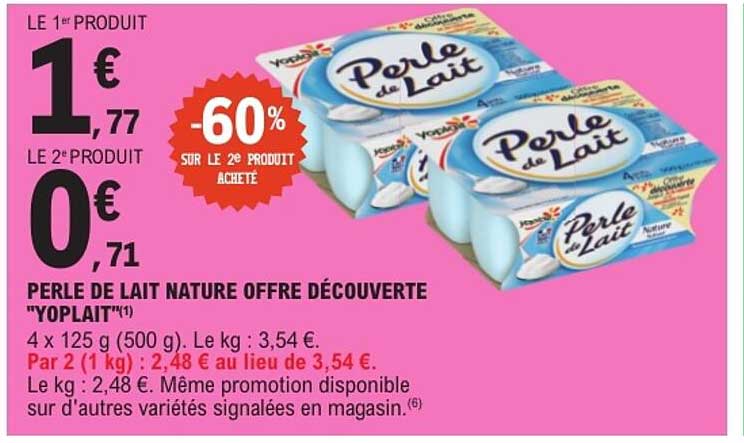 PERLE DE LAIT NATURE OFFRE DÉCOUVERTE "YOPLAIT"(1)