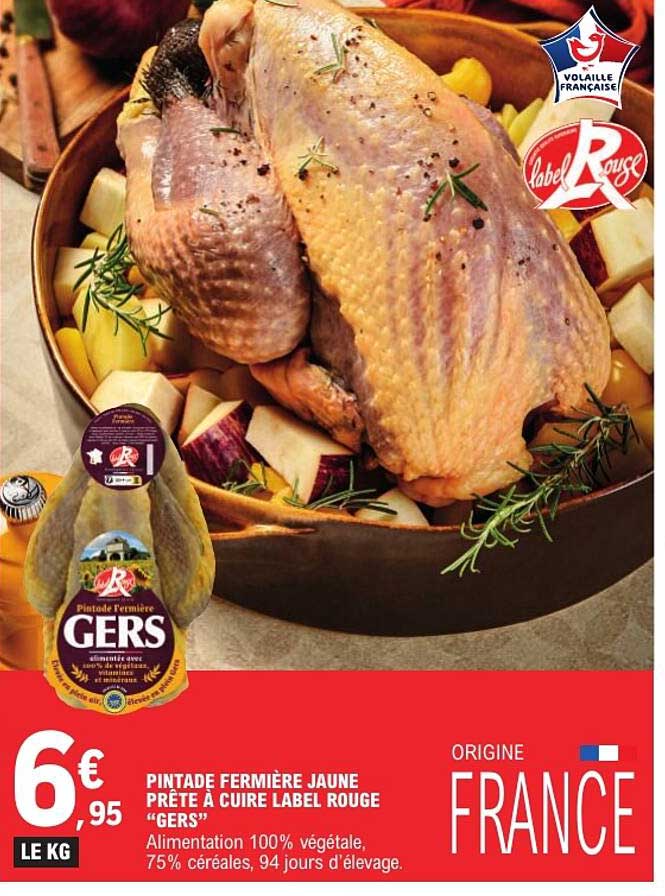 PINTADE FERMIÈRE JAUNE PRÊTE À CUIRE LABEL ROUGE “GERS”