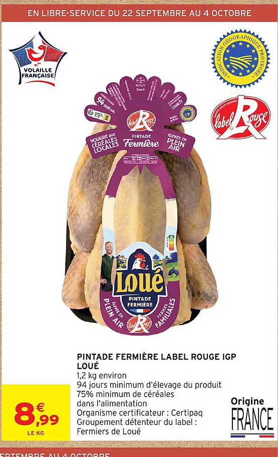 PINTADE FERMIERE LABEL ROUGE IGP LOUE