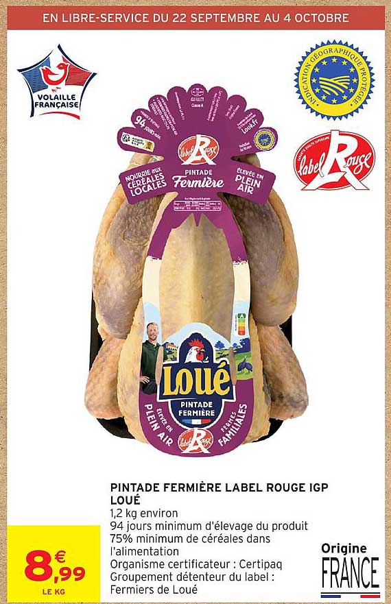PINTADE FERMIÈRE LABEL ROUGE IGP LOUÉ