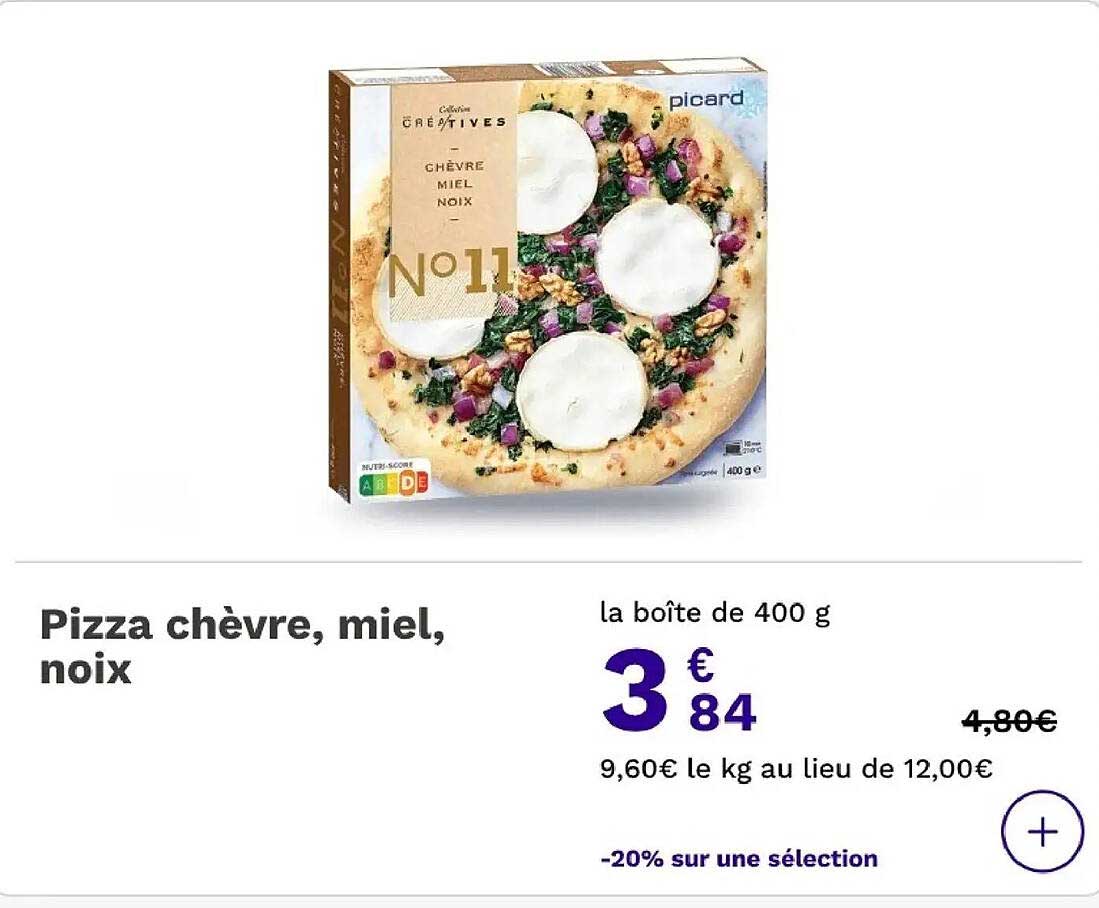 Pizza chèvre, miel, noix