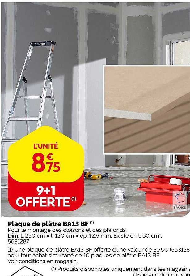 Plaque de plâtre BA13 BF