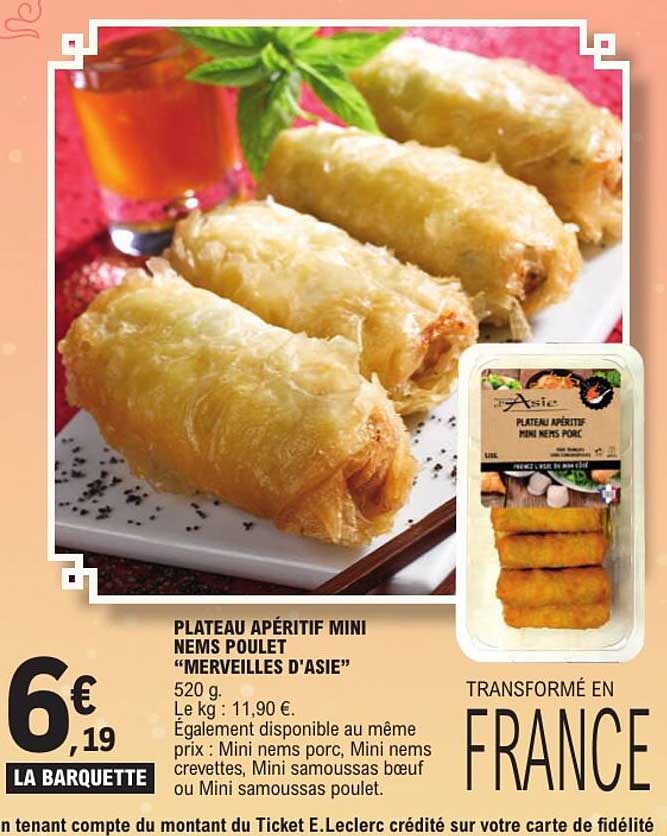 PLATEAU APÉRITIF MINI NEMS POULET “MERVEILLES D'ASIE”