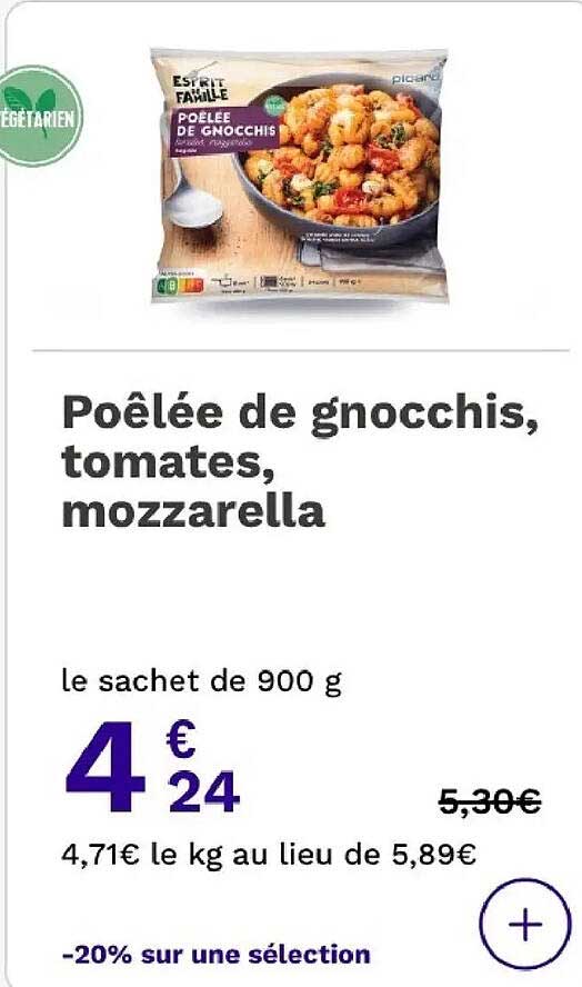 Poêlée de gnocchis, tomates, mozzarella