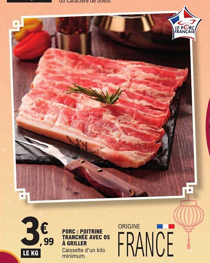 PORC : POITRINE TRANCHÉE AVEC OS À GRILLER