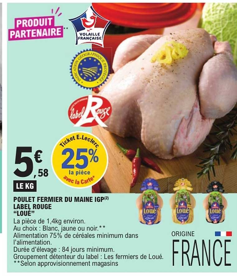 POULET FERMIER DU MAINE IGP LABEL ROUGE “LOUÉ”