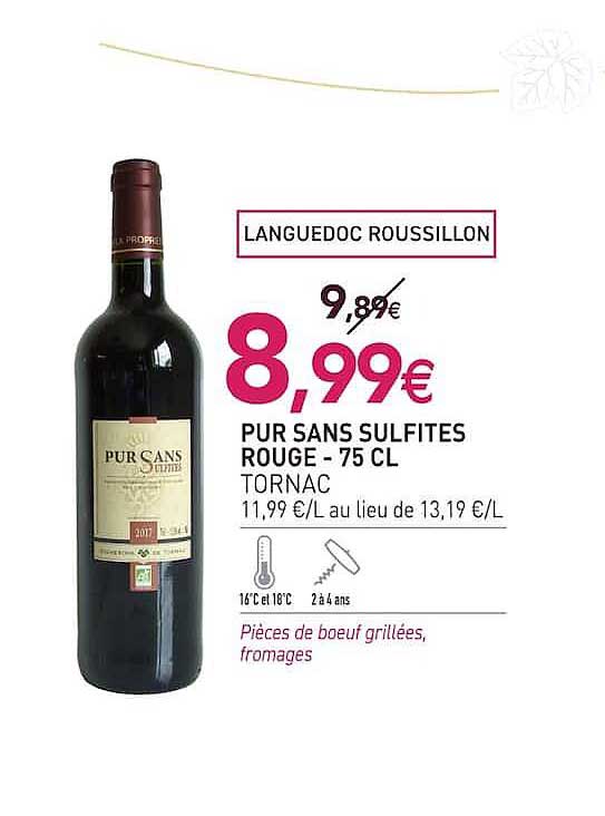 PUR SANS SULFITES ROUGE - 75 CL TORNAC