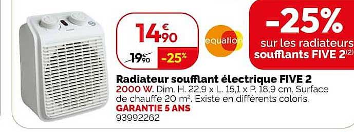 Radiateur soufflant électrique FIVE 2