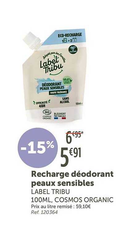 Recharge déodorant peaux sensibles LABEL TRIBU