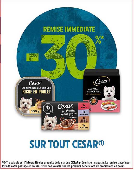 REMISE IMMÉDIATE -30%* SUR TOUT CESAR(1)