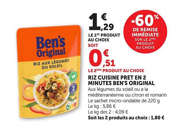 RIZ CUISINE PRET EN 2 MINUTES BEN'S ORIGINAL
