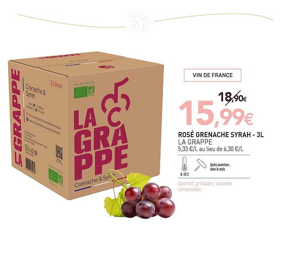 ROSÉ GRENACHE SYRAH - 3L LA GRAPPE