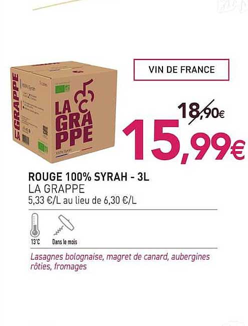 ROUGE 100% SYRAH - 3L LA GRAPPE