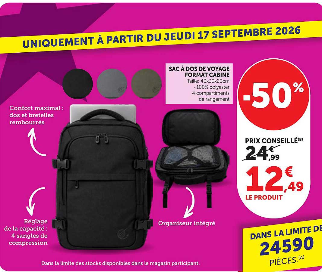 SAC À DOS DE VOYAGE FORMAT CABINE