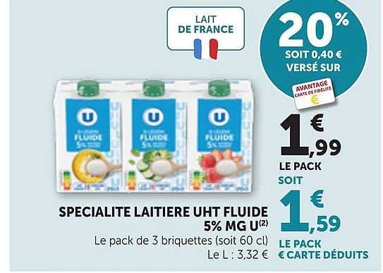 SPECIALITE LAITIERE UHT FLUIDE 5% MG U(2)