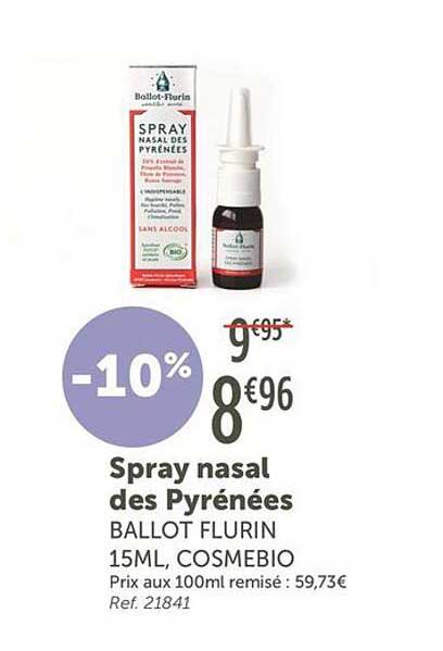Spray nasal des Pyrénées BALLOT FLURIN 15ML, COSMEBIO