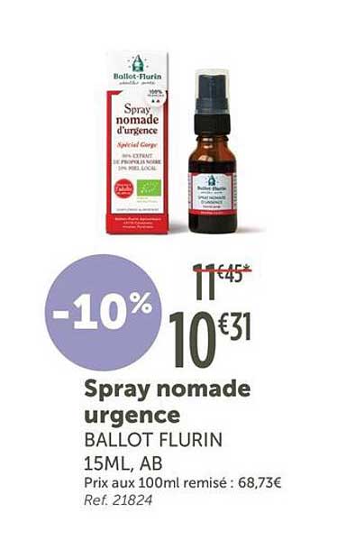 Spray nomade urgence BALLOT FLURIN 15ML, AB