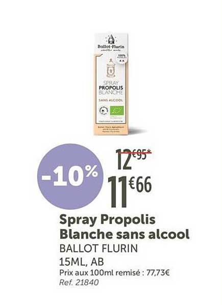 Spray Propolis Blanche sans alcool