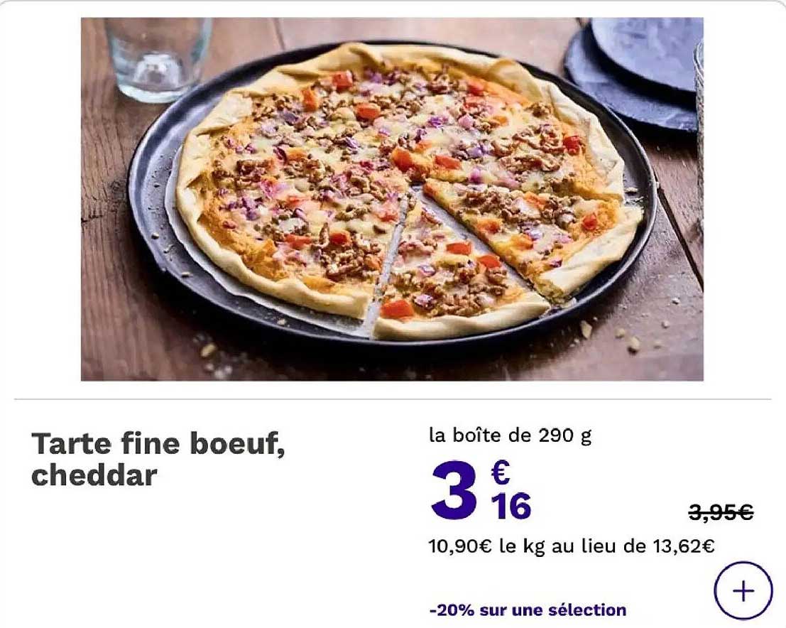 Tarte fine boeuf, cheddar