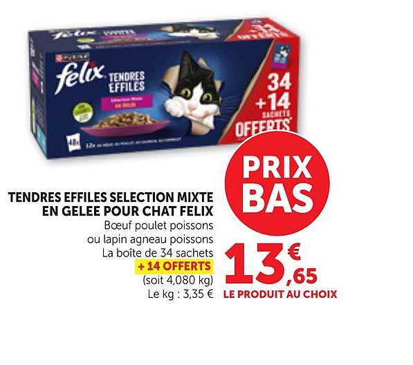 TENDRES EFFILES SELECTION MIXTE EN GELEE POUR CHAT FELIX