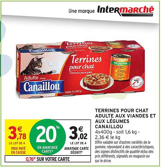 TERRINES POUR CHAT ADULTE AUX VIANDES ET AUX LÉGUMES CANAILLOU