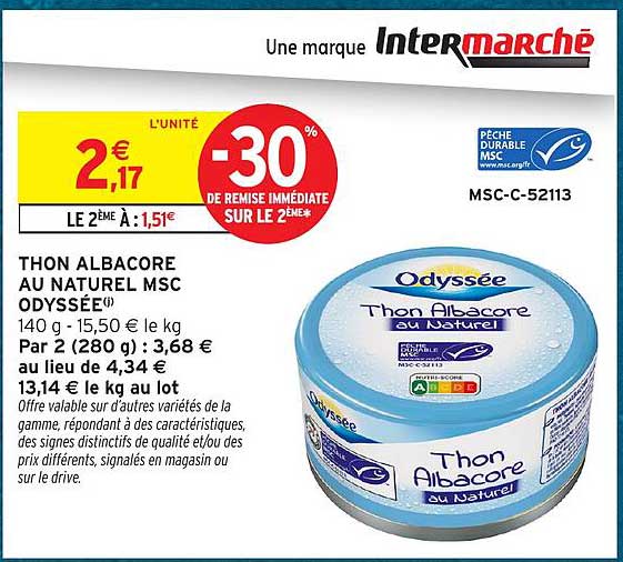 THON ALBACORE AU NATUREL MSC ODYSSÉE®