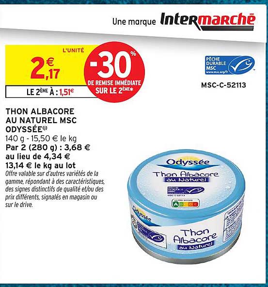 THON ALBACORE AU NATUREL MSC ODYSSÉE