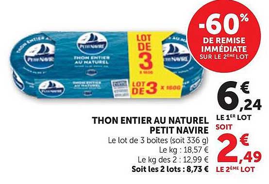 THON ENTIER AU NATUREL PETIT NAVIRE