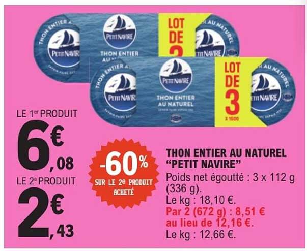 THON ENTIER AU NATUREL "PETIT NAVIRE"